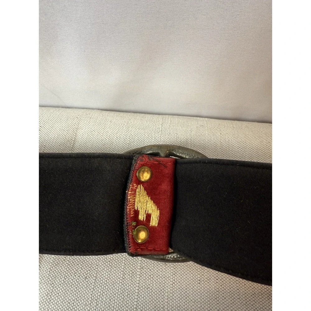 Vintage Red embroidered Thunderbird Indian Eagle belt with hand, hammered buckle